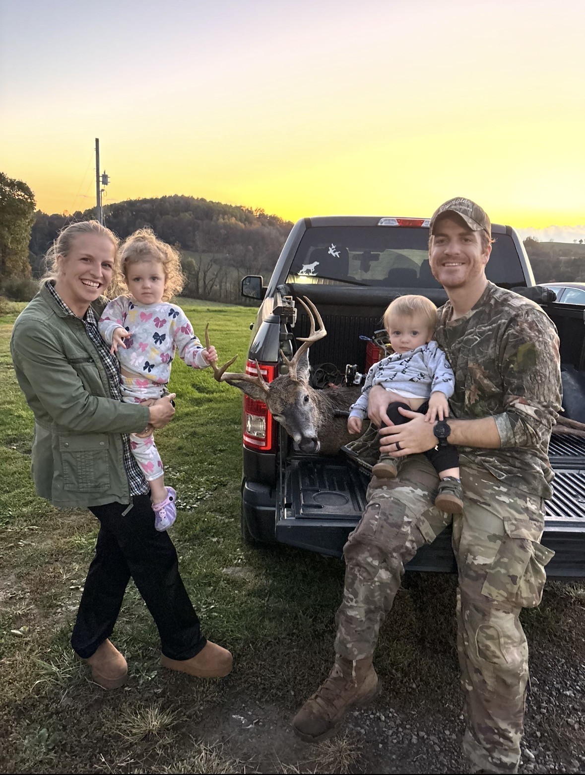 Adam Henderson and family, founder of The Hunt Buddy